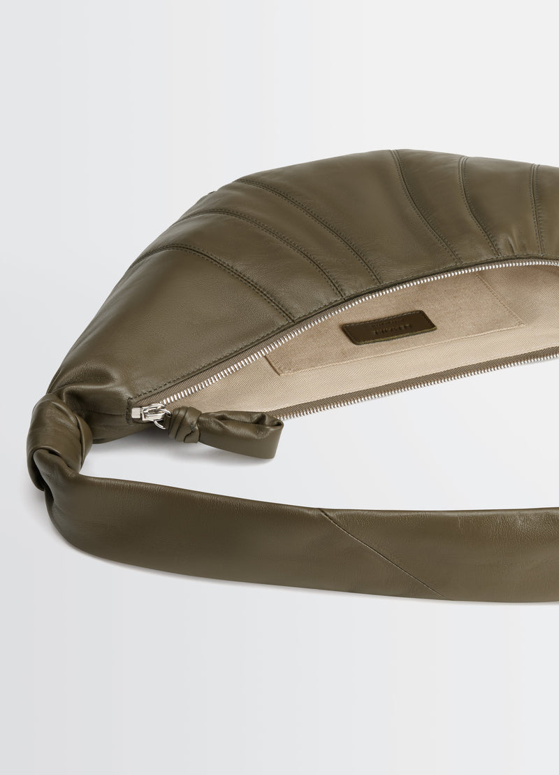 Dark Khaki Nappa Leather Medium Croissant Bag