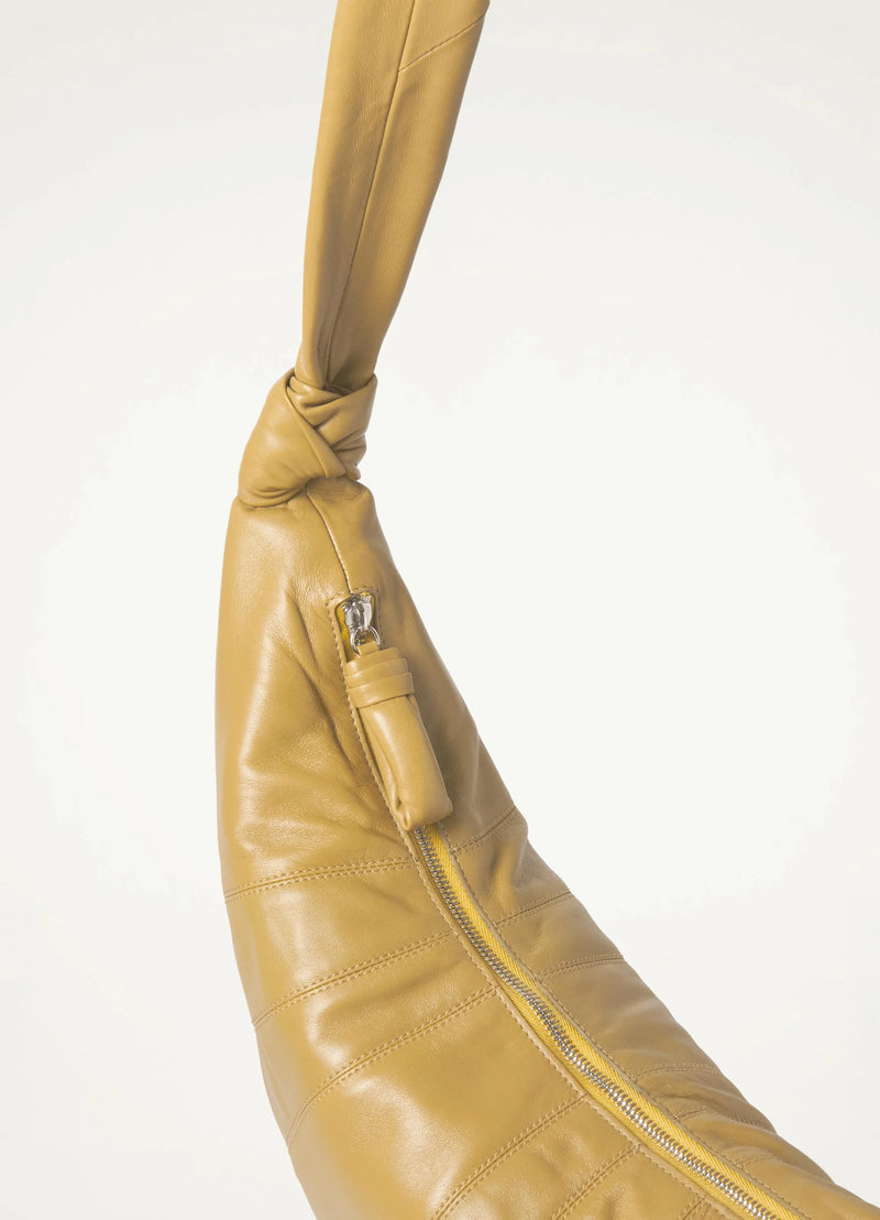 Ochre Khaki Nappa Leather Croissant Bag Medium
