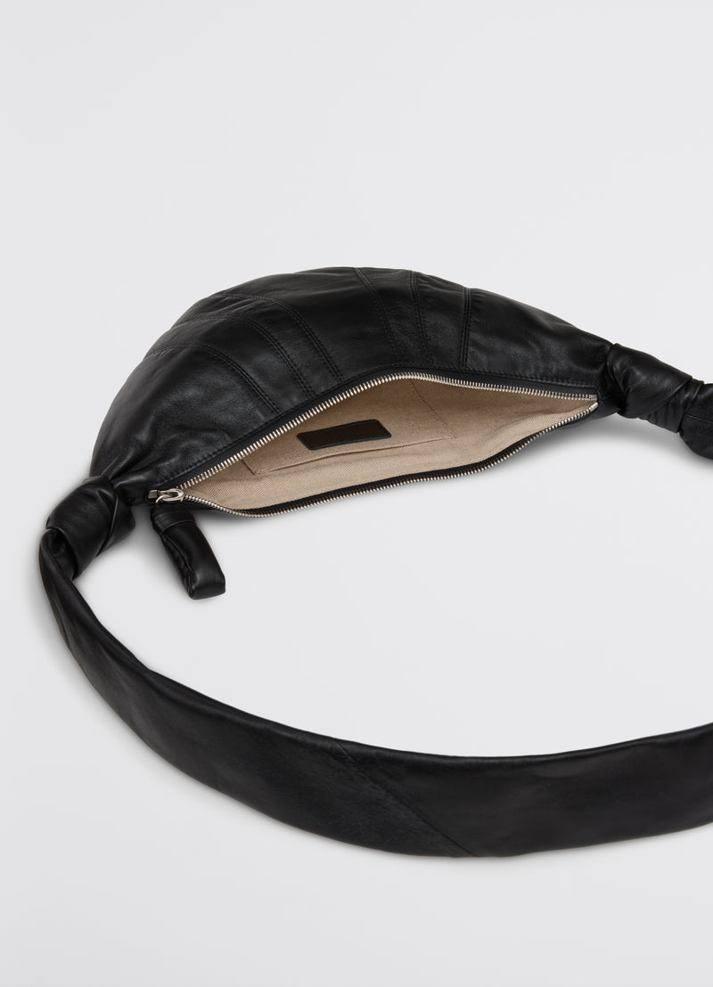 Black Small Nappa Leather Croissant Bag