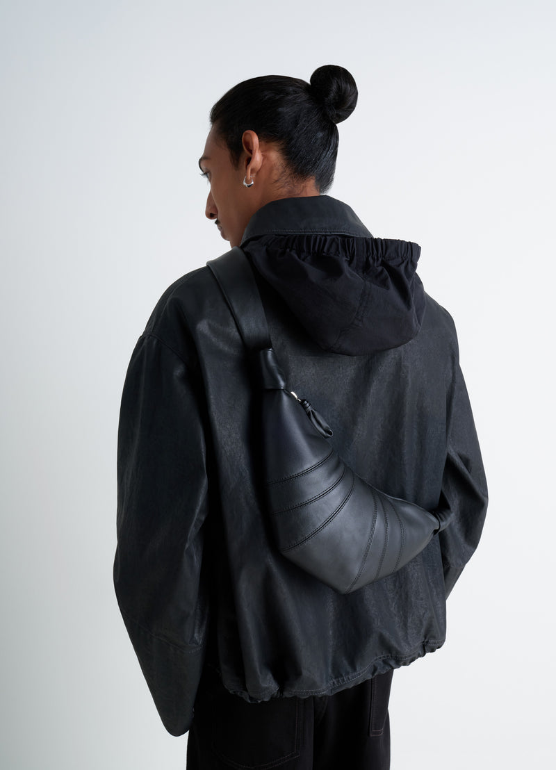 Black Nappa Leather Small Croissant Bag