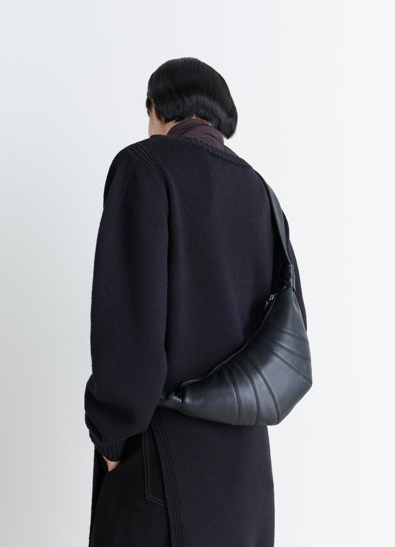 Black Nappa Leather Small Croissant Bag