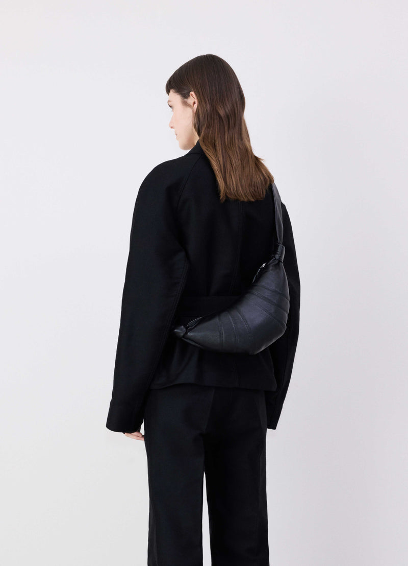 Black Small Nappa Leather Croissant Bag