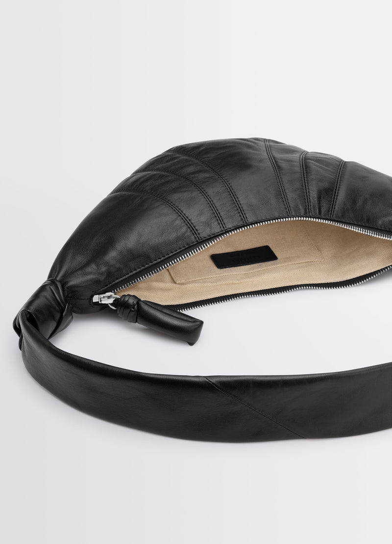Black Nappa Leather Small Croissant Bag
