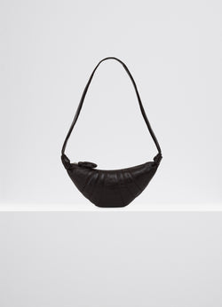 Dark Chocolate Small Nappa Leather Croissant Bag