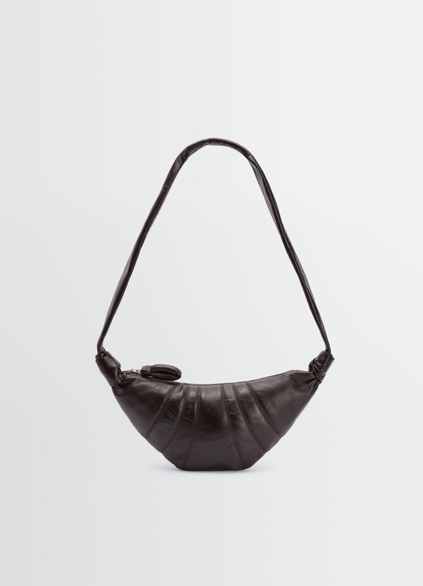 Dark Chocolate Nappa Leather Small Croissant Bag