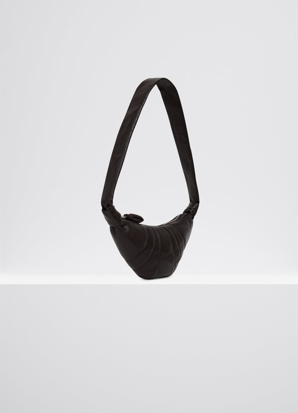 Dark Chocolate Small Nappa Leather Croissant Bag