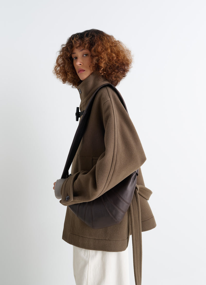 Dark Chocolate Nappa Leather Small Croissant Bag