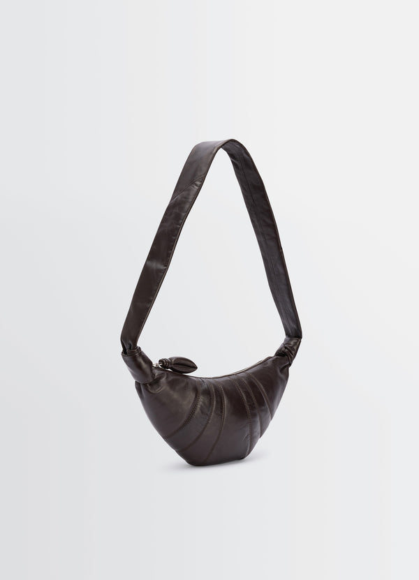 Dark Chocolate Nappa Leather Small Croissant Bag