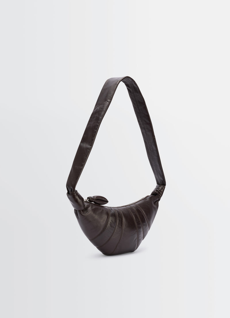 Dark Chocolate Nappa Leather Small Croissant Bag
