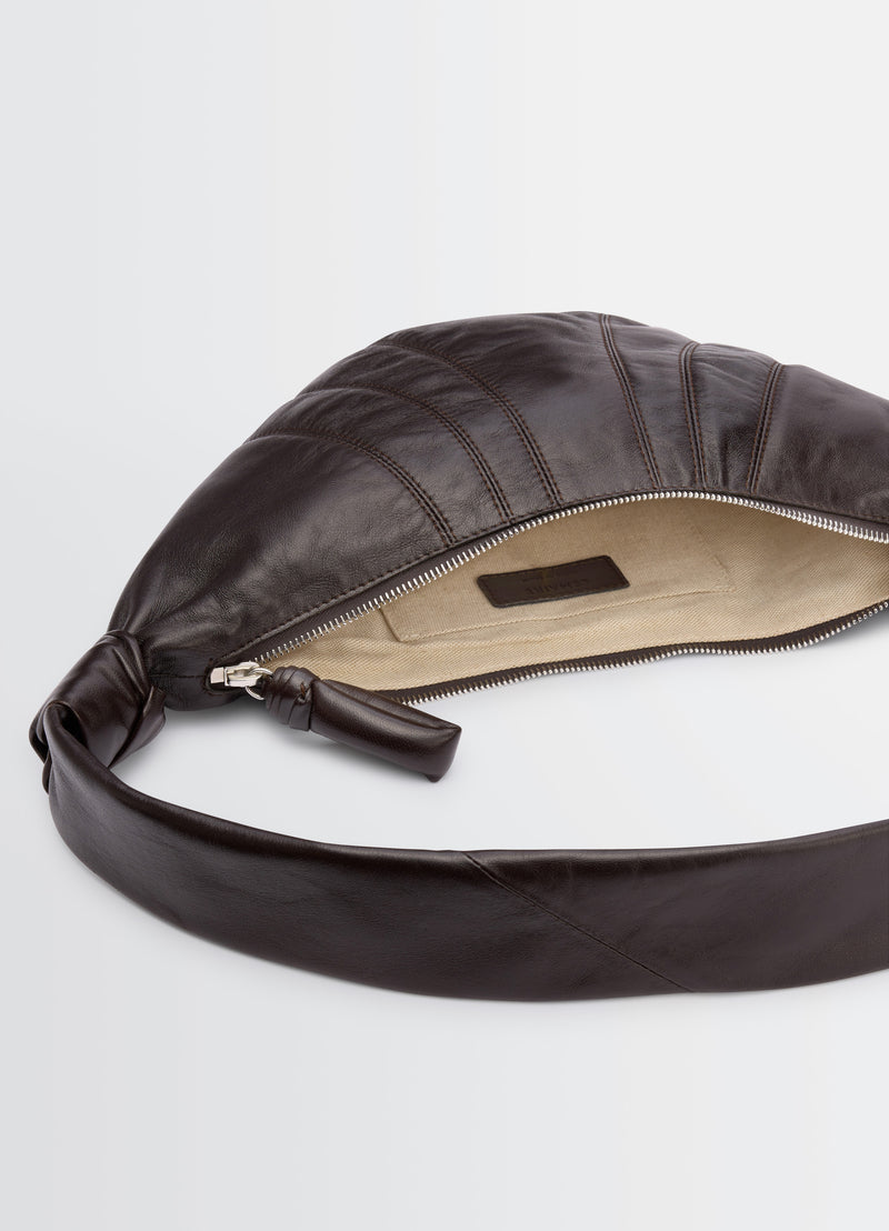Dark Chocolate Nappa Leather Small Croissant Bag