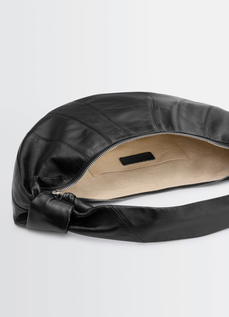 Black Nappa Leather Fortune Croissant Bag