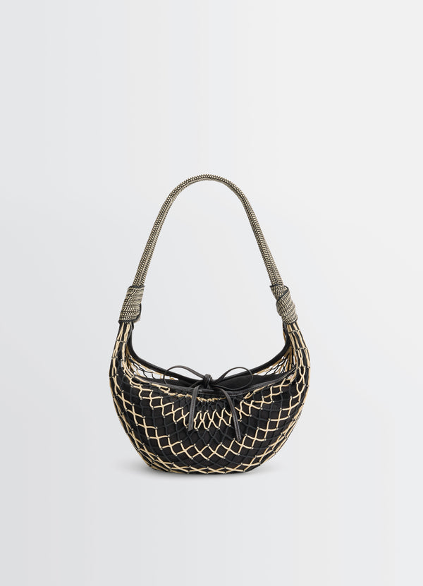 Chevron Light Beige Fortune Croissant Filt Bag