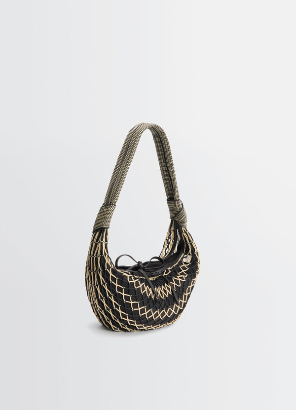 Chevron Light Beige Fortune Croissant Filt Bag