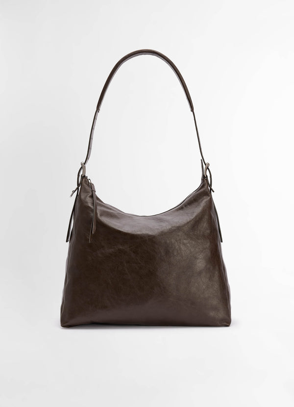 Dark Brown Belted Hobo Bag