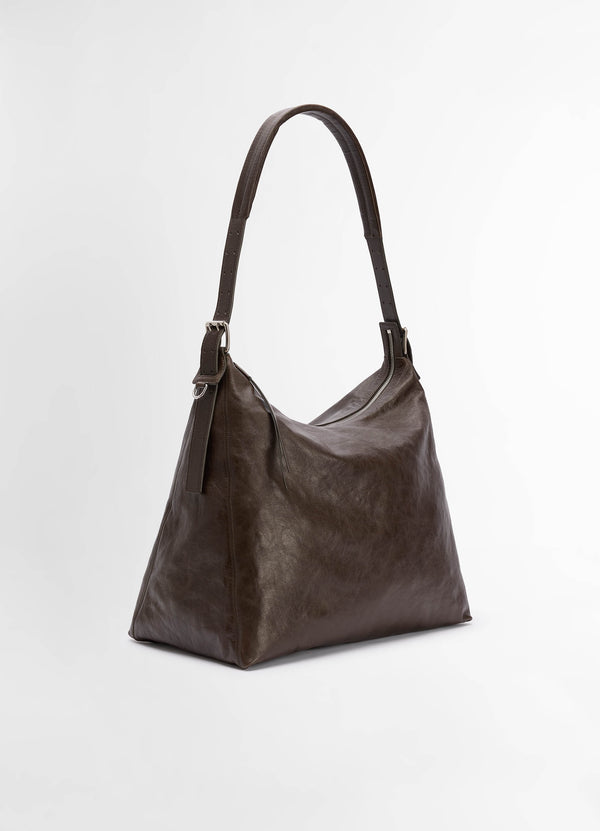 Dark Brown Belted Hobo Bag