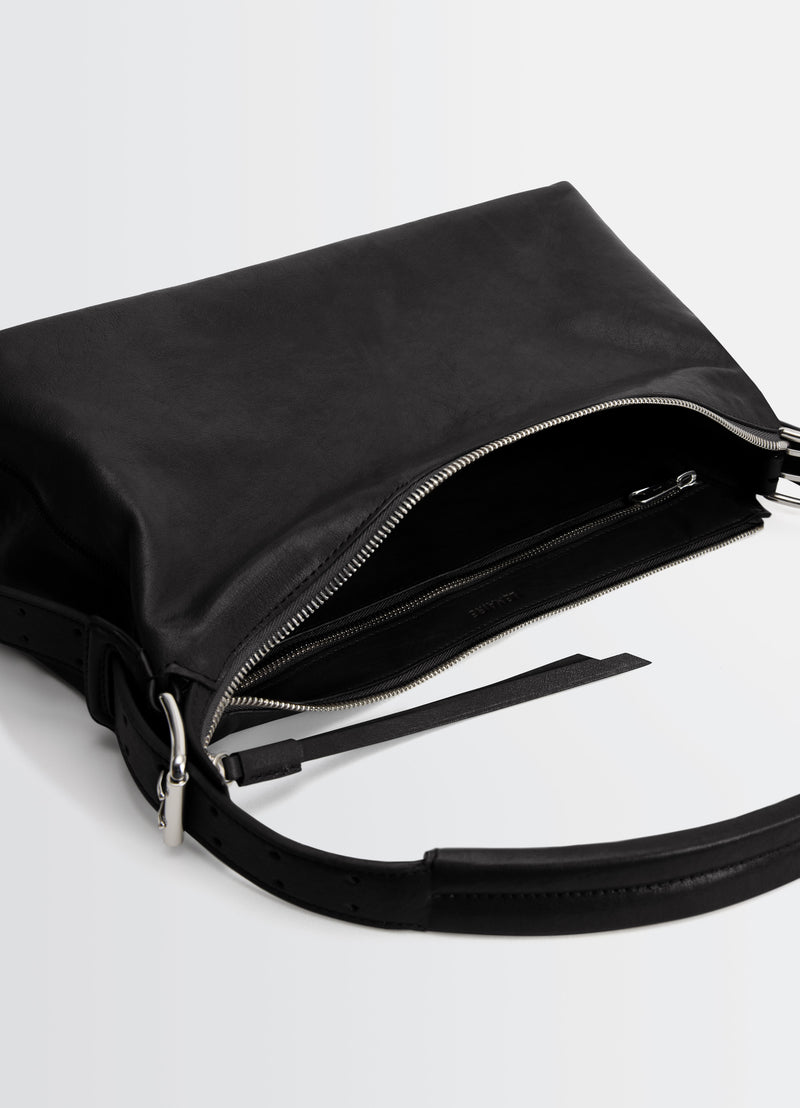Dark Chocolate Belted Baguette Bag