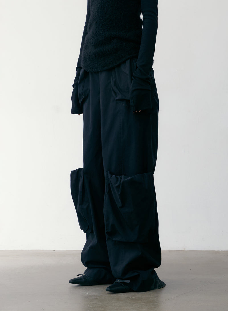 Black Bubble Pocket Pants