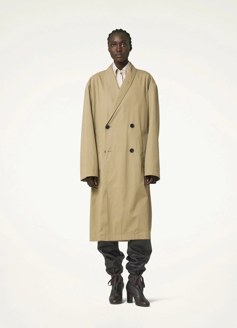 Greige Wrap Collar Trench