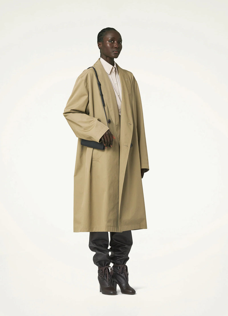 Greige Wrap Collar Trench