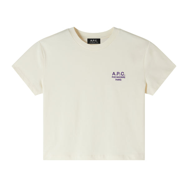 W Ecru/Violet Boxy Rue Madame Tshirt