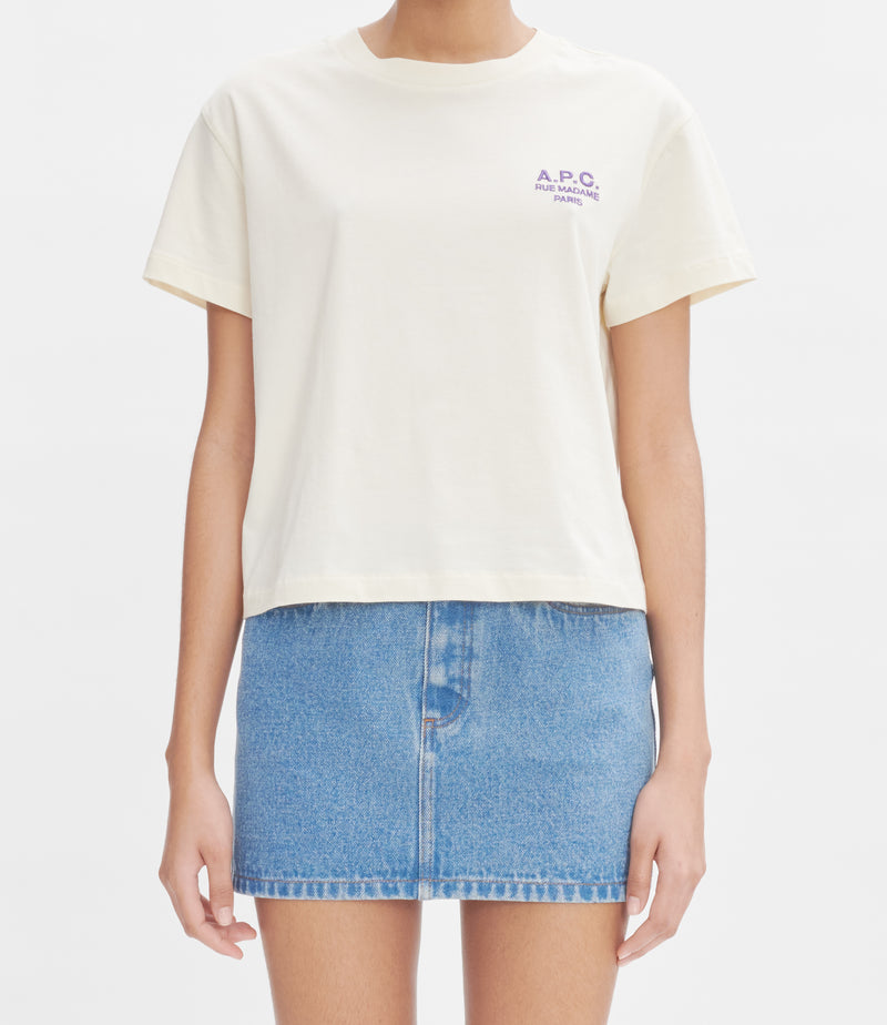 W Ecru/Violet Boxy Rue Madame Tshirt