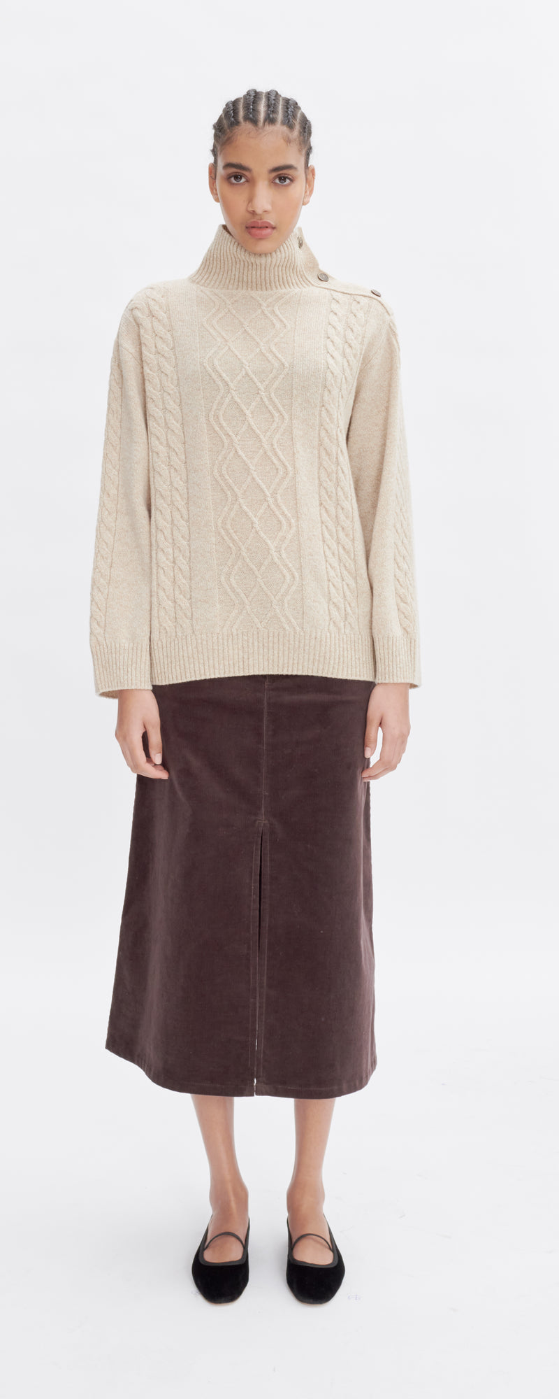 Dark Brown Cord Georgia Skirt