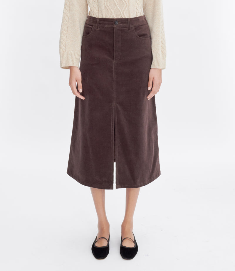 Dark Brown Cord Georgia Skirt