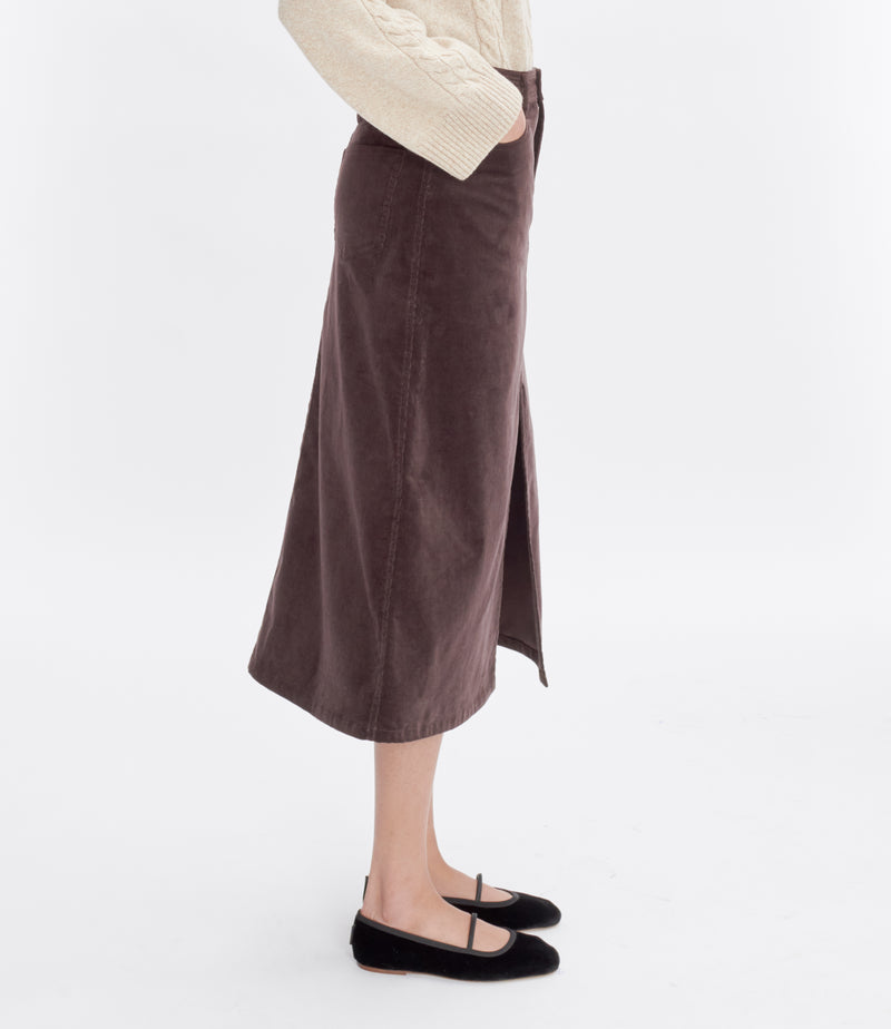 Dark Brown Cord Georgia Skirt