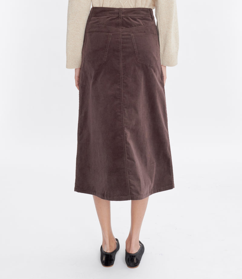 Dark Brown Cord Georgia Skirt