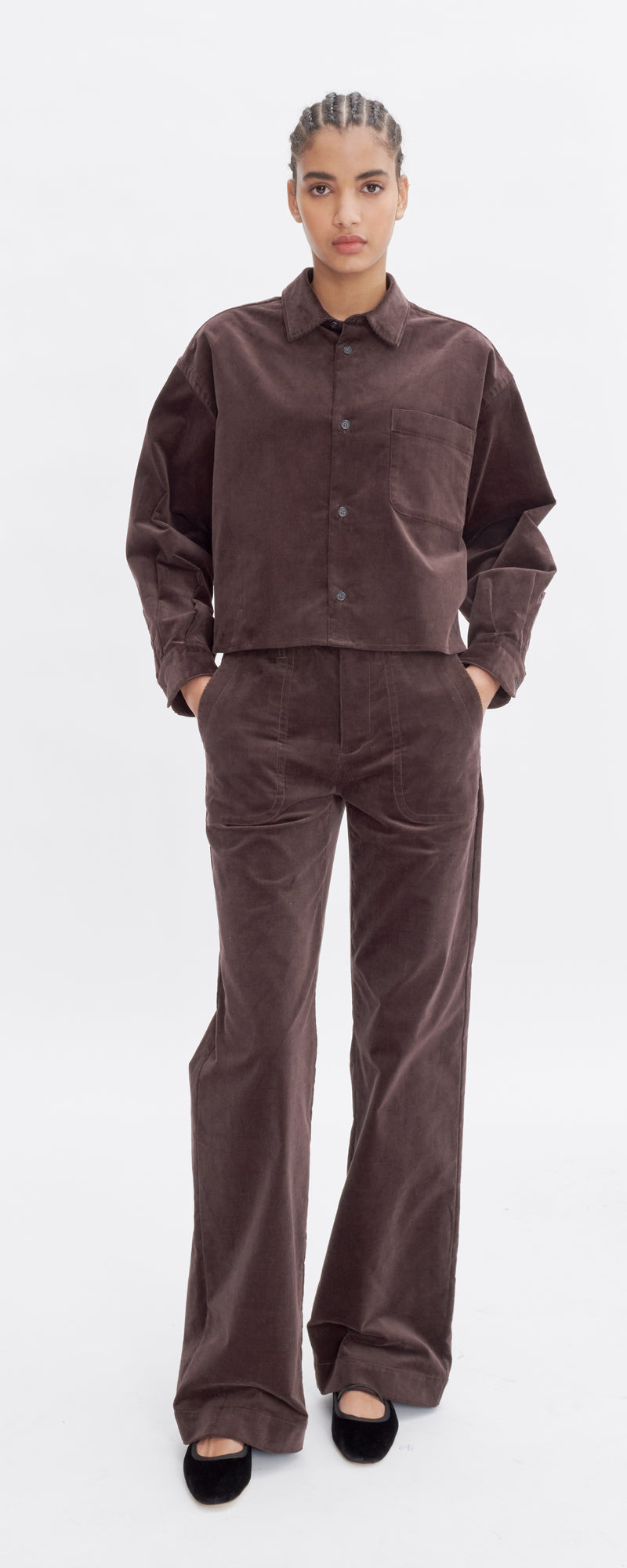 Dark Brown Cord Sophia Shirt