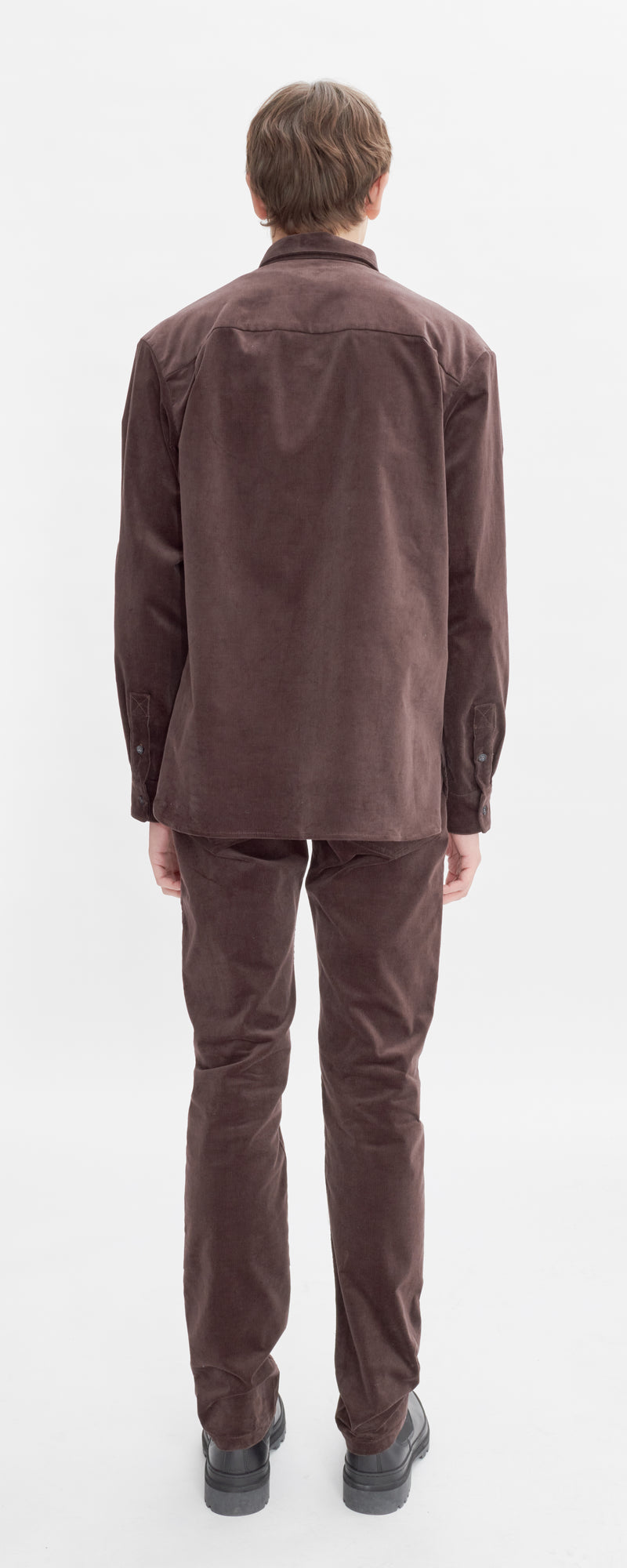 Dark Brown Cord Mateo Logo Shirt