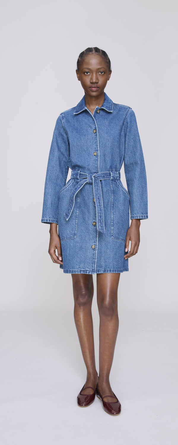 Washed Indigo Winter Dress