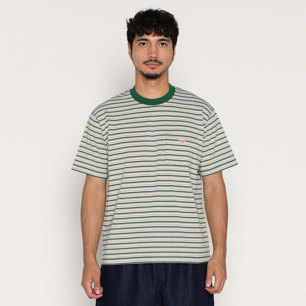 Green Beige Stripe Pocket Tshirt