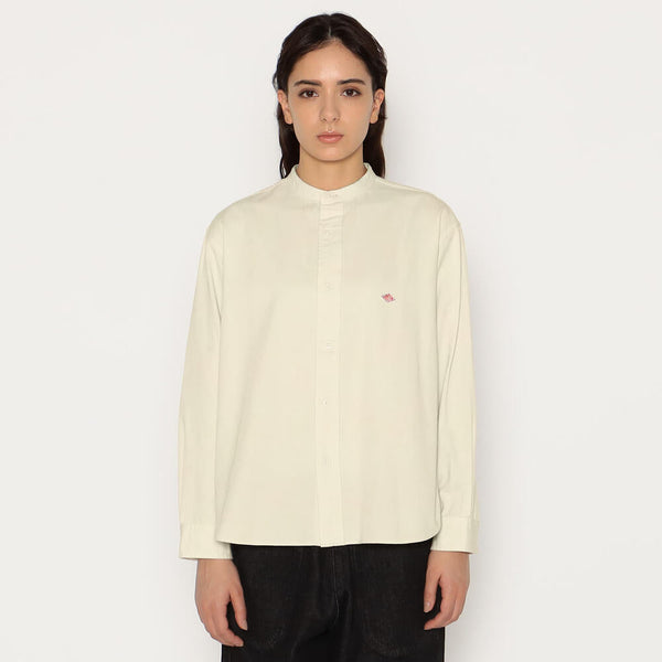 W Ecru Band Collar LS Shirt