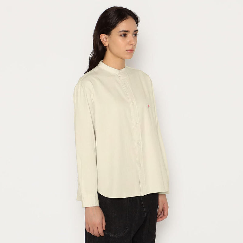 W Ecru Band Collar LS Shirt