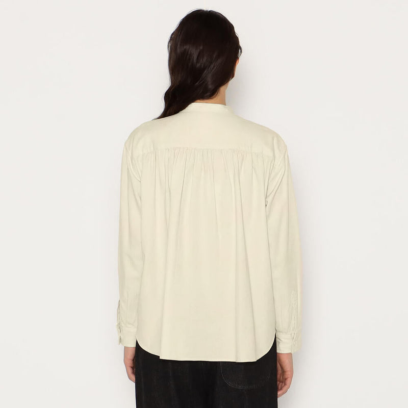 W Ecru Band Collar LS Shirt