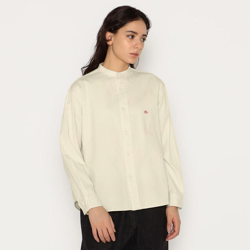 W Ecru Band Collar LS Shirt