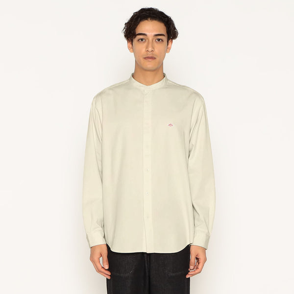 M Ecru Band Collar LS Shirt