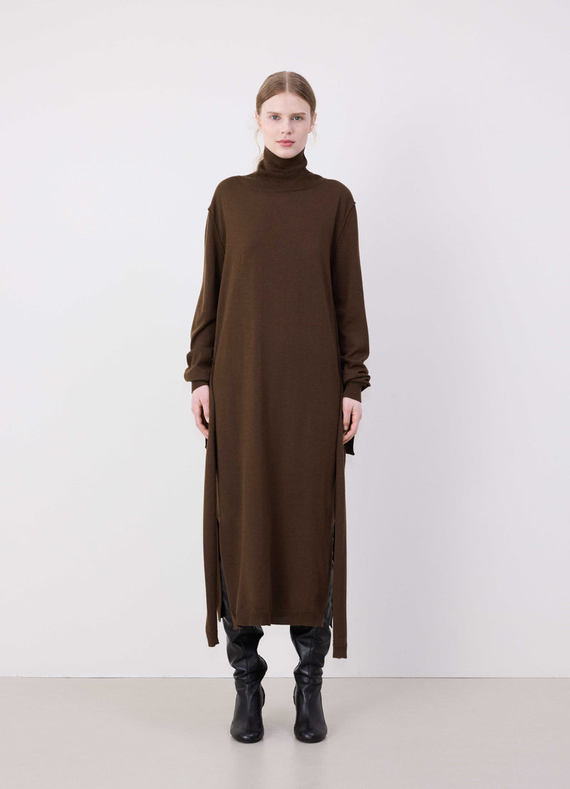 Hazelnut Brown Trompe L'oeil Dress