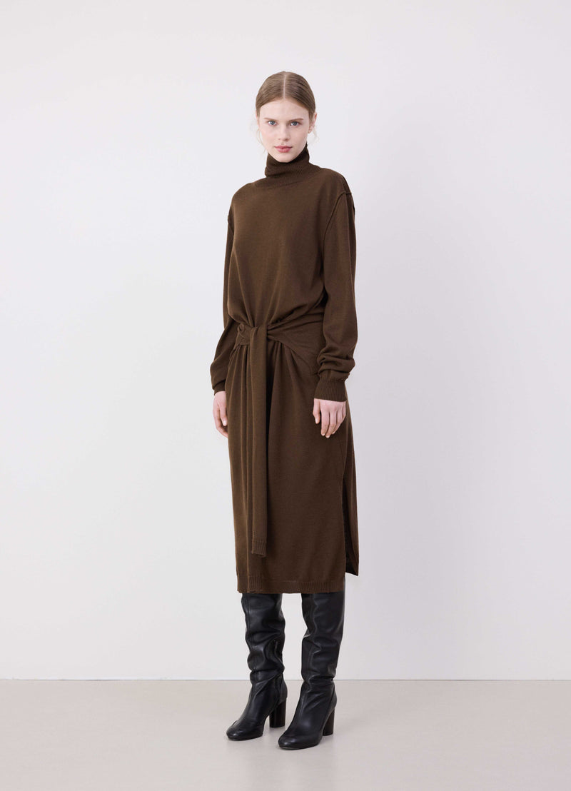 Hazelnut Brown Trompe L'oeil Dress