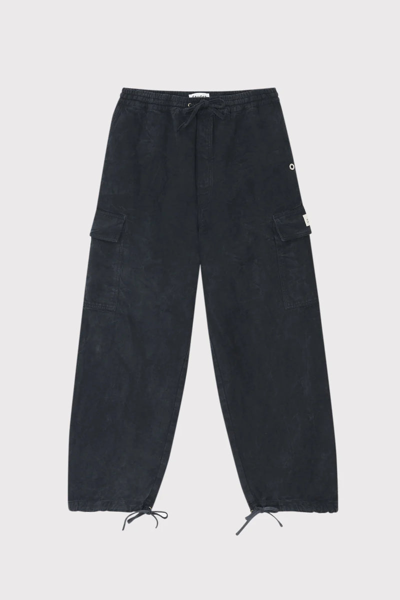 Black Wrinkled Canvas Forum Pants