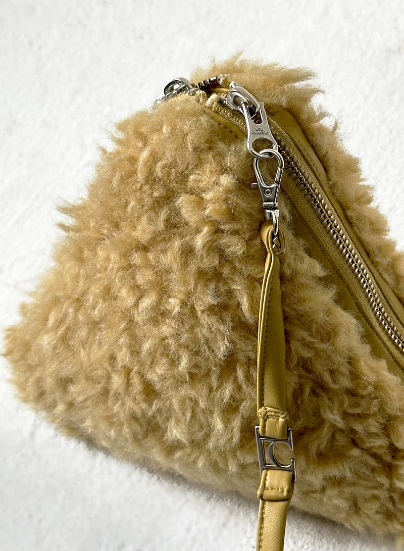 Yellow Fur Triangle Pop-up Bag