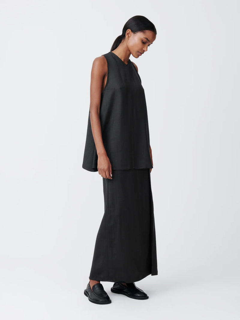 Black Jaya Asymmetric Drape Skirt