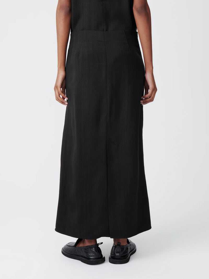 Black Jaya Asymmetric Drape Skirt