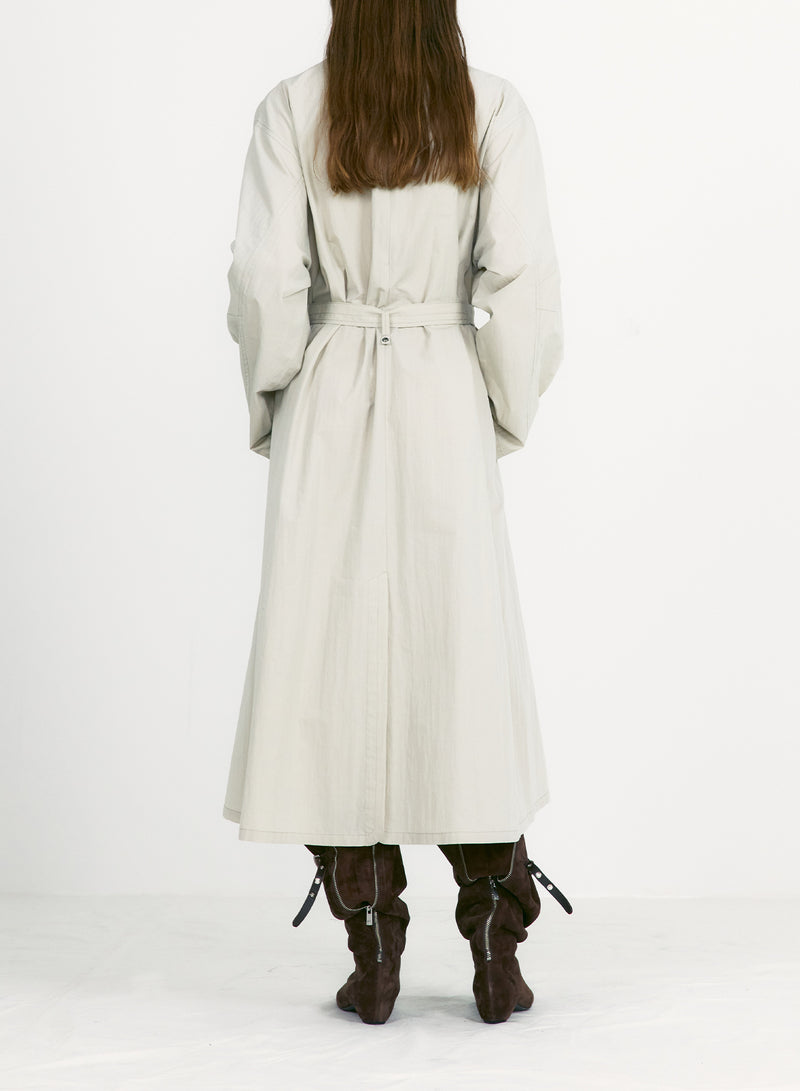 Light Khaki Lace Up Belted Dress