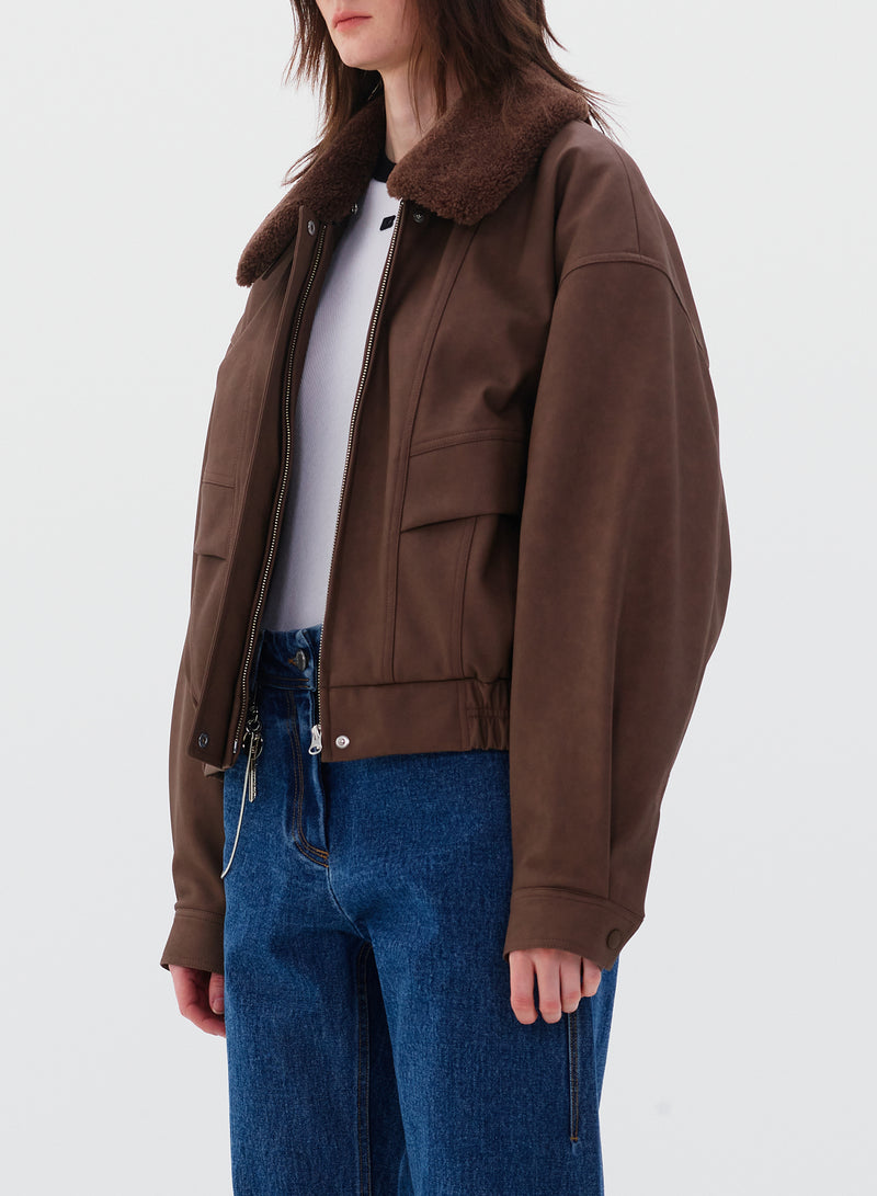 Brown Leather Short Jacket
