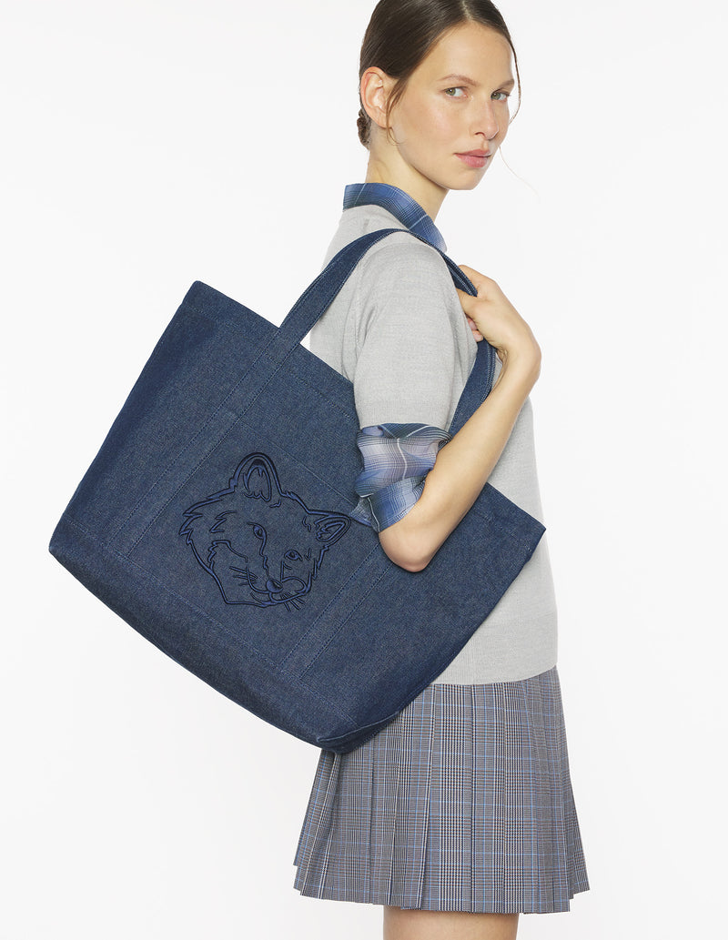 Indigo Fox Head Large Tote