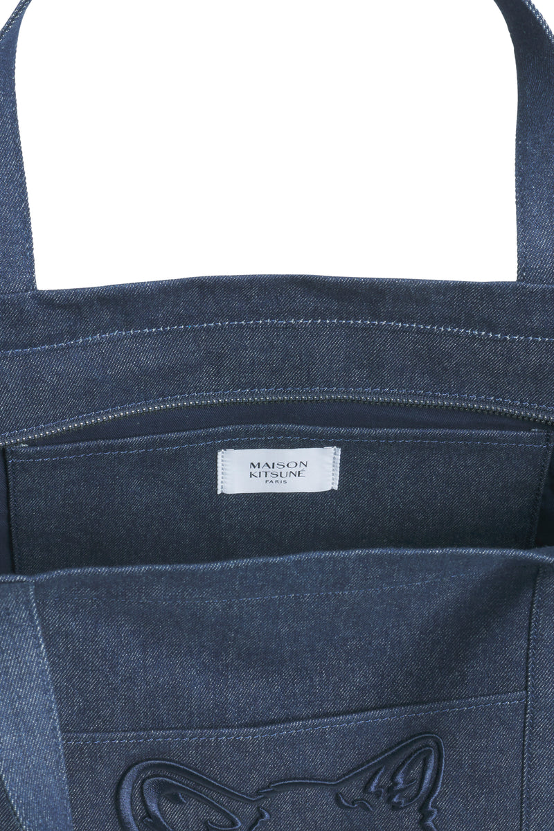 Indigo Fox Head Large Tote