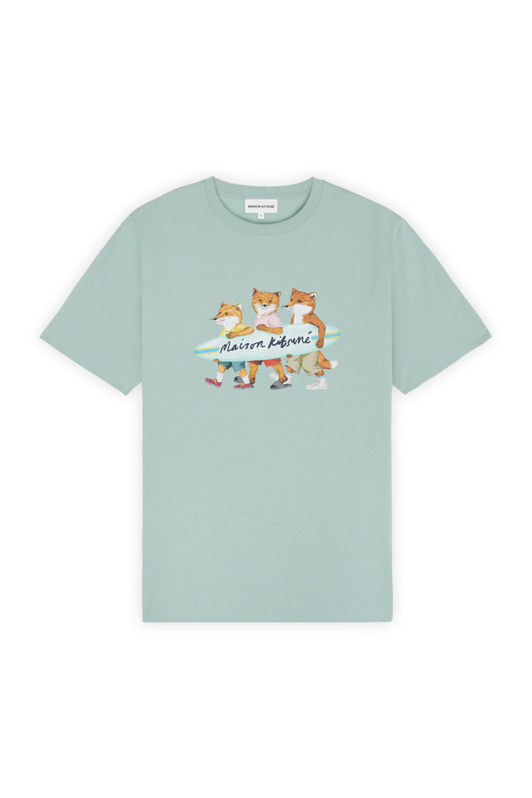 M Seafoam Blue Surfing Foxes Comfort Tshirt