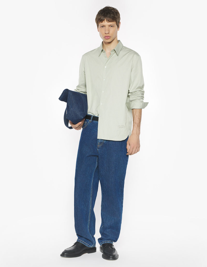 M Sage Green Maison Kitsune Handwriting Relaxed Shirt